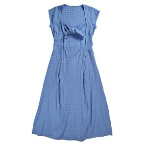 Free People Dress Women’s Size Medium Long Tie-front Blue